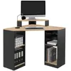 Image de IDMarket - Bureau d'angle Harry Noir et façon hêtre Gain de Place Bureau Informatique avec rangements