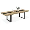 Image de IDMarket - Table à Manger Extensible Rectangle Phoenix 6-12 Personnes Bois et Noir Bande Centrale Noire 200-300 cm