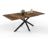 Image de IDMarket - Table à Manger extensible rectangulaire ALIX Plateau Hawkins avec rangement pour 6-10 personnes Bois foncé et noir 160-200 cm