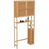 Image de IDMarket BEA Meuble WC 3 en 1 avec armoires de rangement en bambou