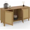 Image de IDMarket Buffet Bas Vintage HANAE 3 Portes Effet Naturel cannage