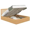 Image de IDMarket - Lit Coffre Double EDHEN avec tête de lit cannage et sommier 140 x 190 cm Coloris Bois
