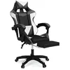 Image de IDMarket - Fauteuil de Gaming Alex réglable avec Repose-Pied, Coussin de tête et Coussin Lombaire Noir Blanc et Gris