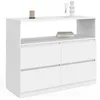 Image de IDMarket - Commode 4 tiroirs TOMI 100 cm avec niche en bois blanc