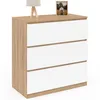 Image de IDMarket - Commode 3 tiroirs TOMI 78 cm façon hêtre et Blanc