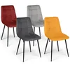 Image de IDMarket - Lot de 4 chaises Mila en Velours Mix Color Vintage Bordeaux, Gris foncé, Gris Clair, Jaune Ocre