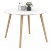 Image de IDMarket - Table à Manger Ronde Angela 4 Personnes Blanc Pieds Bois 110 cm