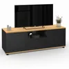 Image de IDMarket - Meuble TV 110 cm VITO avec tiroir et Niche Noir et Bois