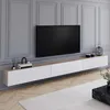 Image de IDMarket - Meuble TV 300 cm Suspendu Elio 3 Portes Bois et Blanc