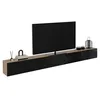 Image de IDMarket Meuble TV suspendu Elio 270 cm 3 portes en bois et noir