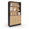 Image de IDMarket - Etagère bibliothèque Carla 3 Niveaux XXL 1 Placard Noir et Effet Bois 190 cm