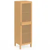 Image de IDMarket - EDHEN Coffre à 1 porte avec étagères en canne couleur bois