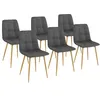 Image de IDMarket - Lot de 6 chaises Mila en Velours Gris foncé pour Salle à Manger