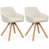 Image de IDMarket - Lot de 2 chaises pivotantes à 360° pour salle à manger, chaises de table Jany en velours côtelé beige