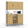 Image de IDMarket - Buffet de Cuisine 120 CM Detroit 5 Portes + tiroirs + Range-Bouteilles Design Industriel