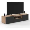 Image de IDMarket - Meuble TV 140 cm ELI Bois façon hêtre Portes Noires