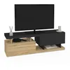 Image de IDMarket - Meuble TV 140 cm ANGULO 2 Portes Effet Bois et Noir