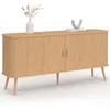 Image de IDMarket - Buffet 160 cm Romie XXL Effet Lattes 2 Portes coulissantes