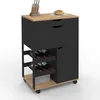 Image de IDMarket - Desserte de cuisine COSY avec placards et range bouteilles bois et noir