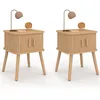 Image de IDMarket - Lot de 2 Tables de Chevet Romie Effet Lattes 2 Portes coulissantes