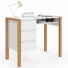 Image de IDMarket - Bureau scandinave Hugo avec 3 tiroirs et Niche Blanc et Bois