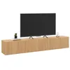 Image de IDMarket - Meuble TV suspendu Juliette 180 cm 2 portes lattes en bois couleur chêne