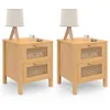 Image de IDMarket - Lot de 2 Tables de Chevet EDHEN 2 tiroirs cannage et Bois