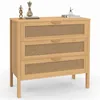 Image de IDMarket - Commode 3 tiroirs EDHEN 80 cm cannage Coloris Bois