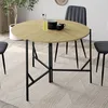 Image de IDMarket - Table à Manger Pliante Ronde Yael 4 Personnes Bois et Noir Design Industriel 110 cm