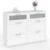 Image de IDMarket - Commode 6 tiroirs VITO 110 cm Bois Blanc et Effet givré