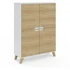 Image de IDMarket - Meuble de Rangement 4 Portes Helsinki scandinave Blanc et Bois