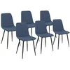 Image de IDMarket - Lot de 6 chaises de salle à manger MIRA en tissu bleu