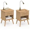 Image de IDMarket - Lot de 2 tables de Chevet Juliette 1 tiroir avec effet lattes