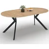 Image de IDMarket - Table à manger extensible ronde Alix 4-10 Personnes pied araignée bois et noir 110-200 cm