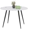 Image de IDMarket Amelia - Table de salle à manger ronde 4 personnes effet marbre blanc Alaska pieds métalliques 110 cm noir