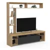 Image de IDMarket - Ensemble Meuble TV et étagères 170 cm Malo Bois et Placard Noir