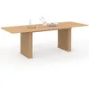 Image de IDMarket - Table à manger rectangulaire extensible Juliette pour 6 à 12 personnes - Pieds à lattes - Lattes en bois - Couleur chêne - 160-240 cm