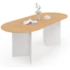 Image de IDMarket - Table à Manger Extensible Ovale Marthe 6-10 Personnes Bois façon hêtre et Blanc 160-200 cm