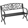 Image de Outsunny Banc de Jardin Terrasse Acier Fonte 3 Places 127 x 60 x 85 cm Noir