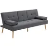 Image de HOMCOM Canapé Convertible 3 Places Dossier Réglable 3 Niveaux Gris Foncé