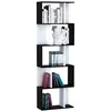 Image de HOMCOM Bibliothèque à 5 Niveaux, Meuble de Rangement en Forme de S avec Étagères, Étagère de Rangement pour Salon, Chambre, Bureau, 60 x 24 x 184,5 cm, Noir, Blanc