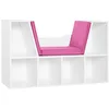 Image de HOMCOM Bibliothèque Banc 2 en 1 Coussins de Siège 102x30x61cm Rose | Étagère Cube, 6 Compartiments Ouverts, 2 Niveaux, Meuble de Rangement, pour Salon, Chambre à Coucher, Bureau
