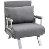 Image de HOMCOM Fauteuil chauffeuse canapé-lit Convertible 1 Place déhoussable Grand Confort Coussin Pieds accoudoirs métal Lin Gris Clair