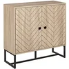 Image de HOMCOM Buffet Meuble de Rangement 2 Portes Bois et Pieds en métal Noir dim. 80L x 29,5l x 80H cm
