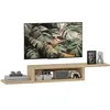 Image de HOMCOM Meuble TV Mural Flottant Suspendu Support TV Chêne Clair