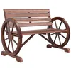 Image de Outsunny Banc de Jardin Banc en Bois 3 Places Roues 105,5x59x75 Marron