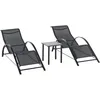 Image de Outsunny Lot de 2 Bains de Soleil Chaise Longue Contemporain Noir
