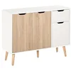 Image de HOMCOM Buffet Design scandinave 2 placards tiroir Coulissant Pieds Bois Massif pin Panneaux Particules Blanc chêne Clair
