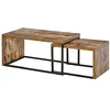 Image de HOMCOM Lot de 2 Tables Basses 90x48x42cm Métal Noir Aspect Vieux Bois