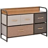 Image de HOMCOM Commode 5 Tiroirs en Tissu 87,5x29x58cm Marron Beige